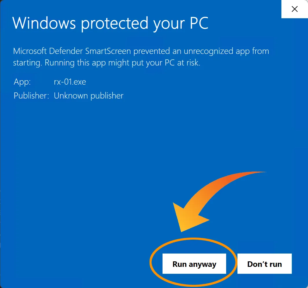 Click Run. Windows protected your PC